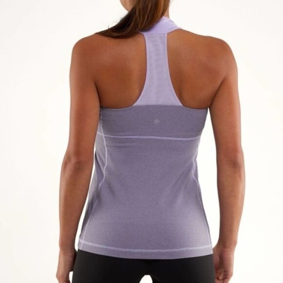 Lululemon Purple Striped Scoopneck Workout Top - Picture 3 of 6